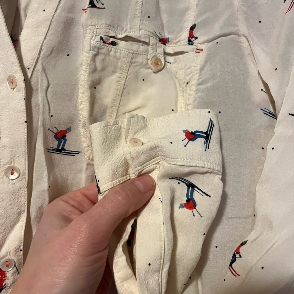 Maeve White Shirt with Red and Blue Skiers - Picture 8 of 15